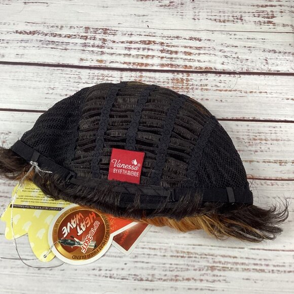 Dosa Black Tapered Wig with Firey Red Top Salmon Heat Safe Adjustable Synthetic - Picture 7 of 7